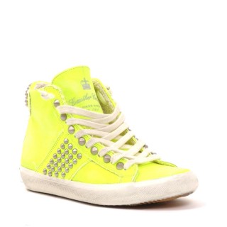 Leather Crown Sneaker geel fluo