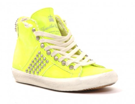 Leather Crown Sneaker geel fluo