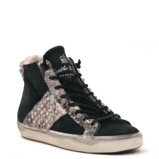 Leather Crown Sneaker zwart